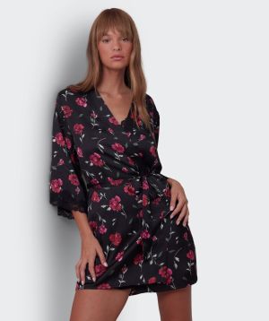 Bethany Short Wrap - Print Floral/Black